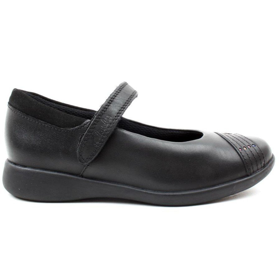 Kids Clarks | Etch Beam K Strap Shoe - Black H