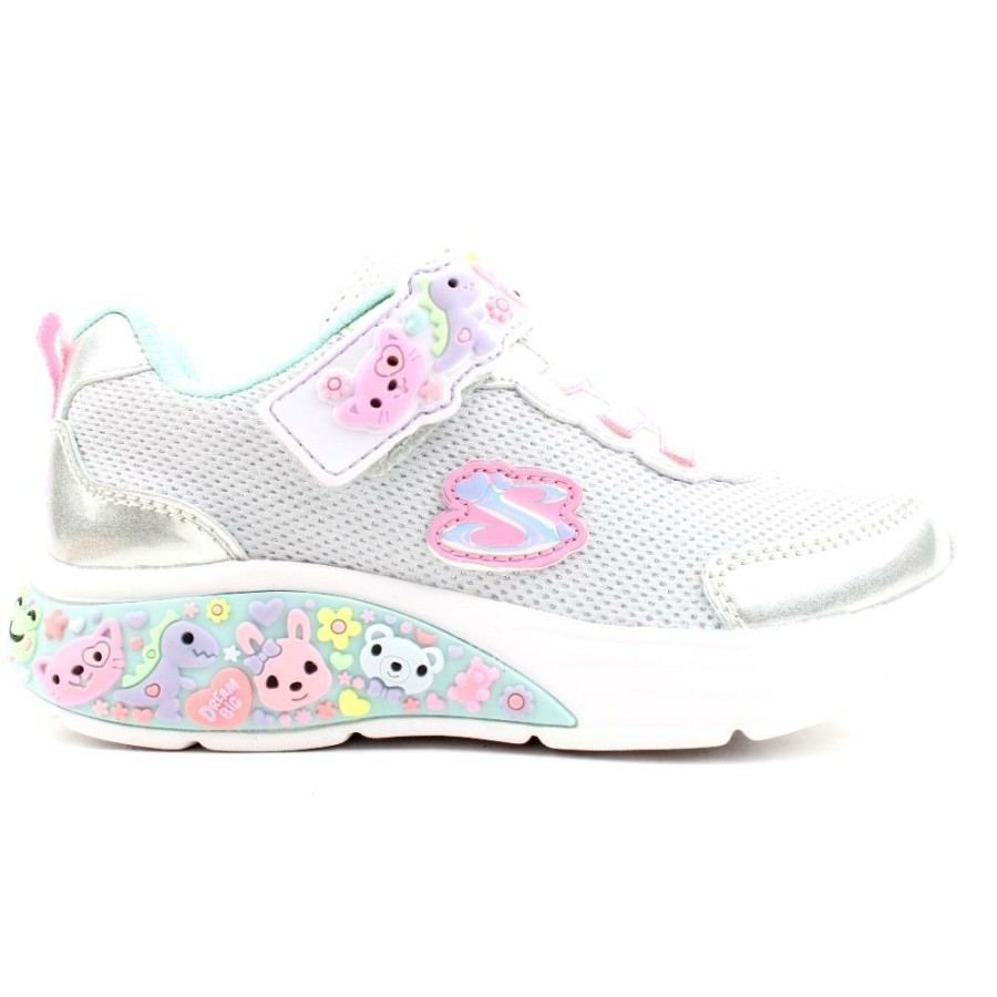 Kids Skechers | 303155N Velcro Runner - Silver Multi