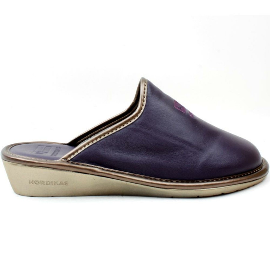 Women Nordika | 281 Leather Slipper Mule - Purple/Grey