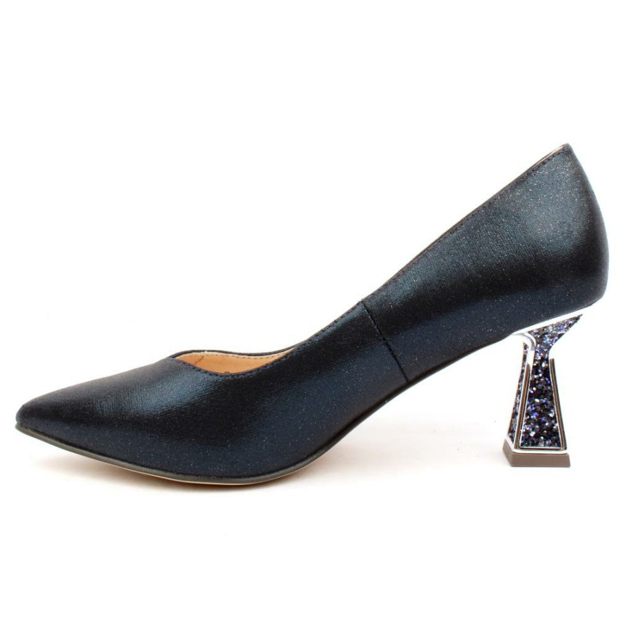 Women Menbur | 24690 Jewel Heel Shoe - Navy