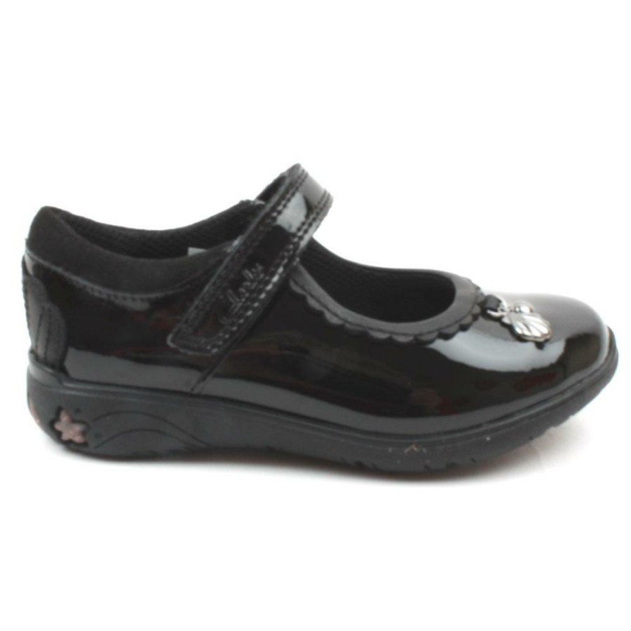 Kids Clarks | Sea Shimmer Junior Shoe - Black Patent E