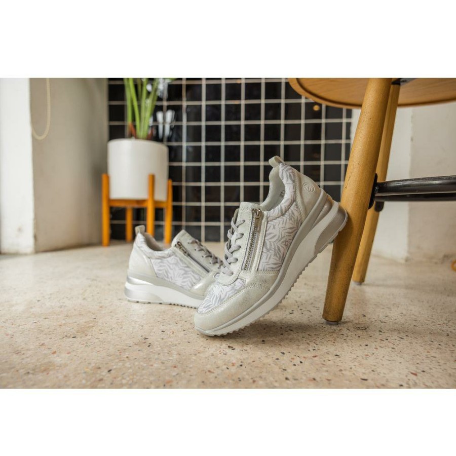 Women Remonte | D2401 Laced Wedge Shoe - Silver Multi