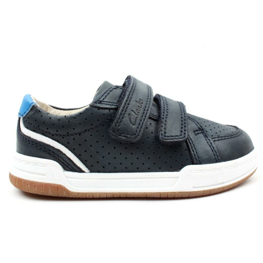 Kids Clarks | Fawn Solo K Velcro Shoe - Navy Leather G