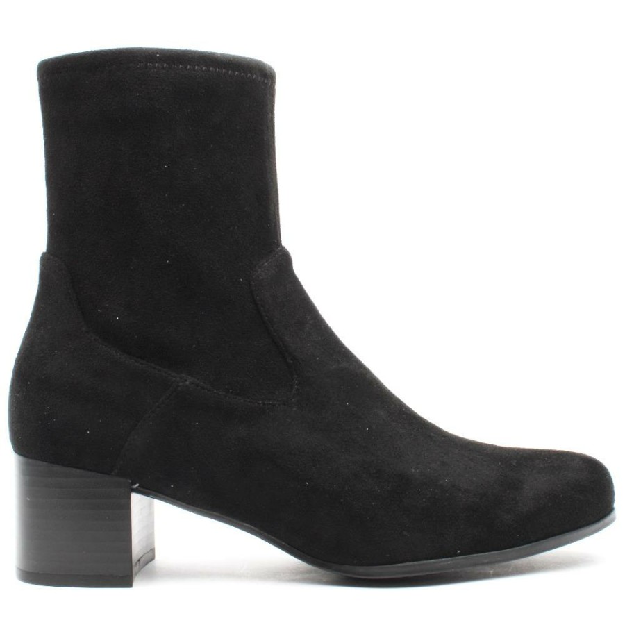 Women Caprice | 25316 Climotion Low Heel Boot - Black Suede