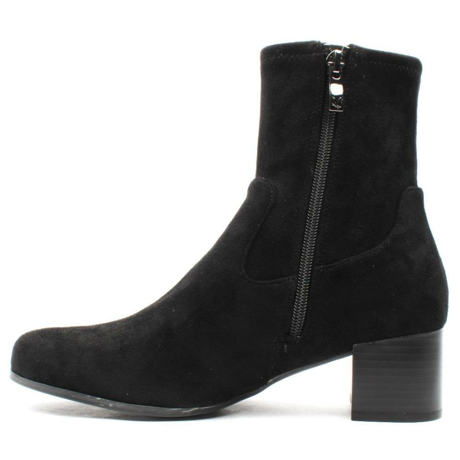 Women Caprice | 25316 Climotion Low Heel Boot - Black Suede