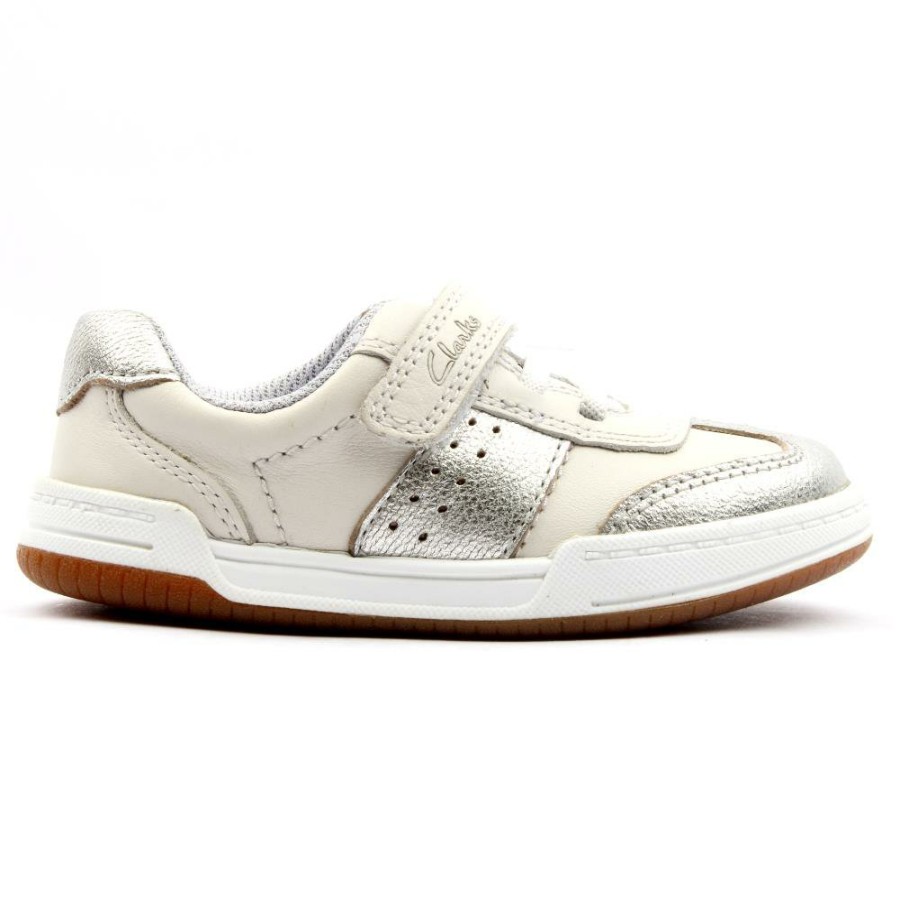 Kids Clarks | Fawn Family T Velcro Shoe - White F