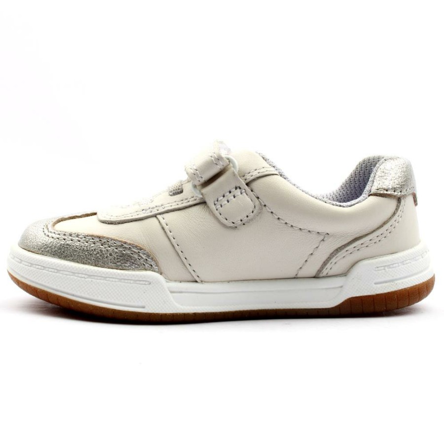 Kids Clarks | Fawn Family T Velcro Shoe - White F