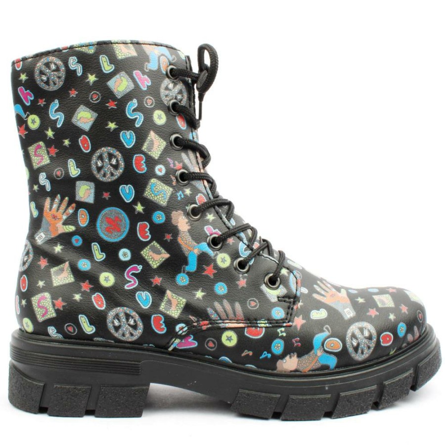 Women Rieker | Z9120 Laced Boot - Black Multi