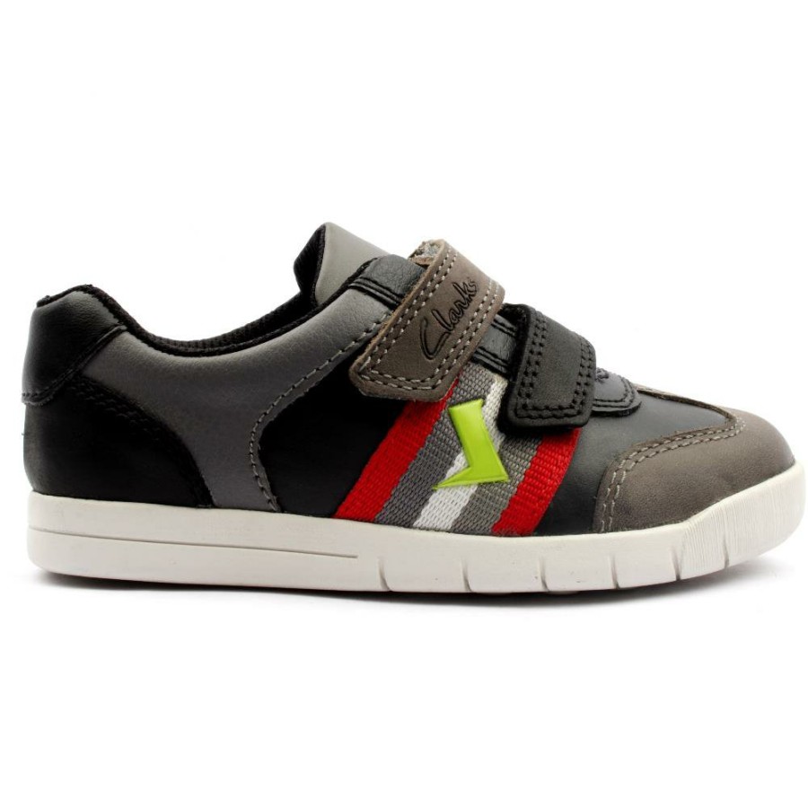 Kids Clarks | Den Stripe K Shoe - Black Multi G