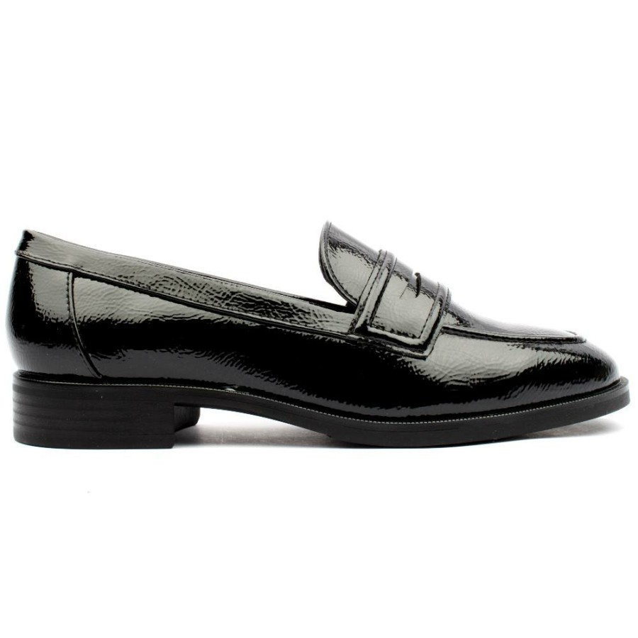 Women Tamaris | 24304 Loafer Shoe - Black Patent