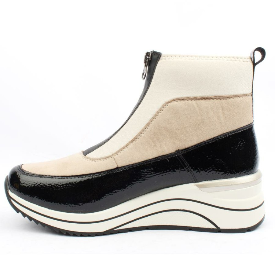 Women Remonte | D0T71 Zip Boot - Black Beige