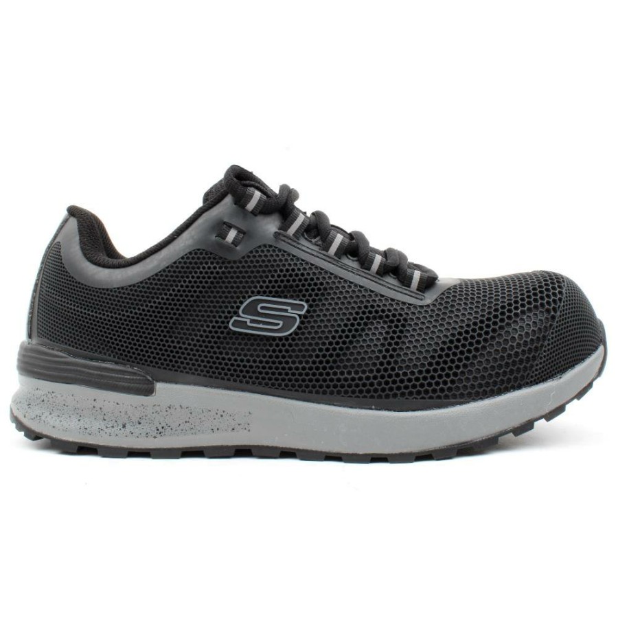 Men Skechers | 200053Ec Safety Shoe - Black Black