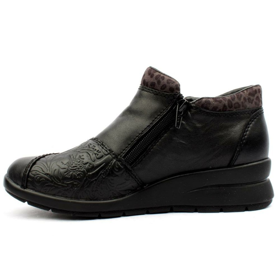 Women Rieker | L4881 Zip Boot - Black/Grey