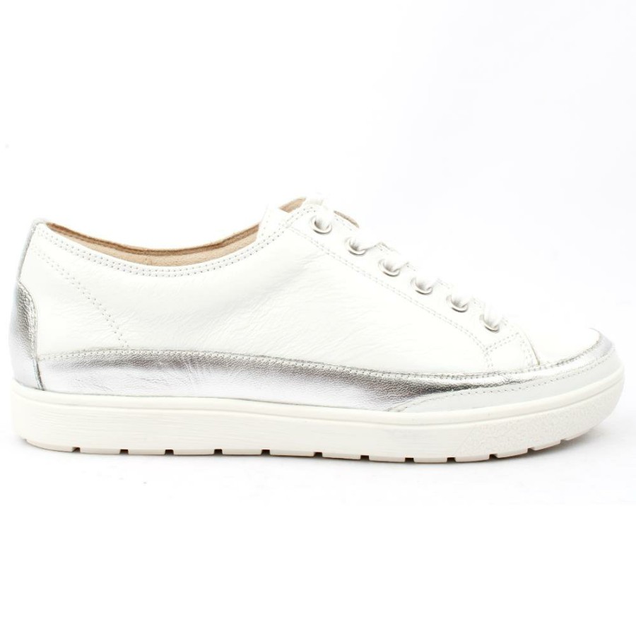 Women Caprice | 23654 Laced Shoe - White Silver