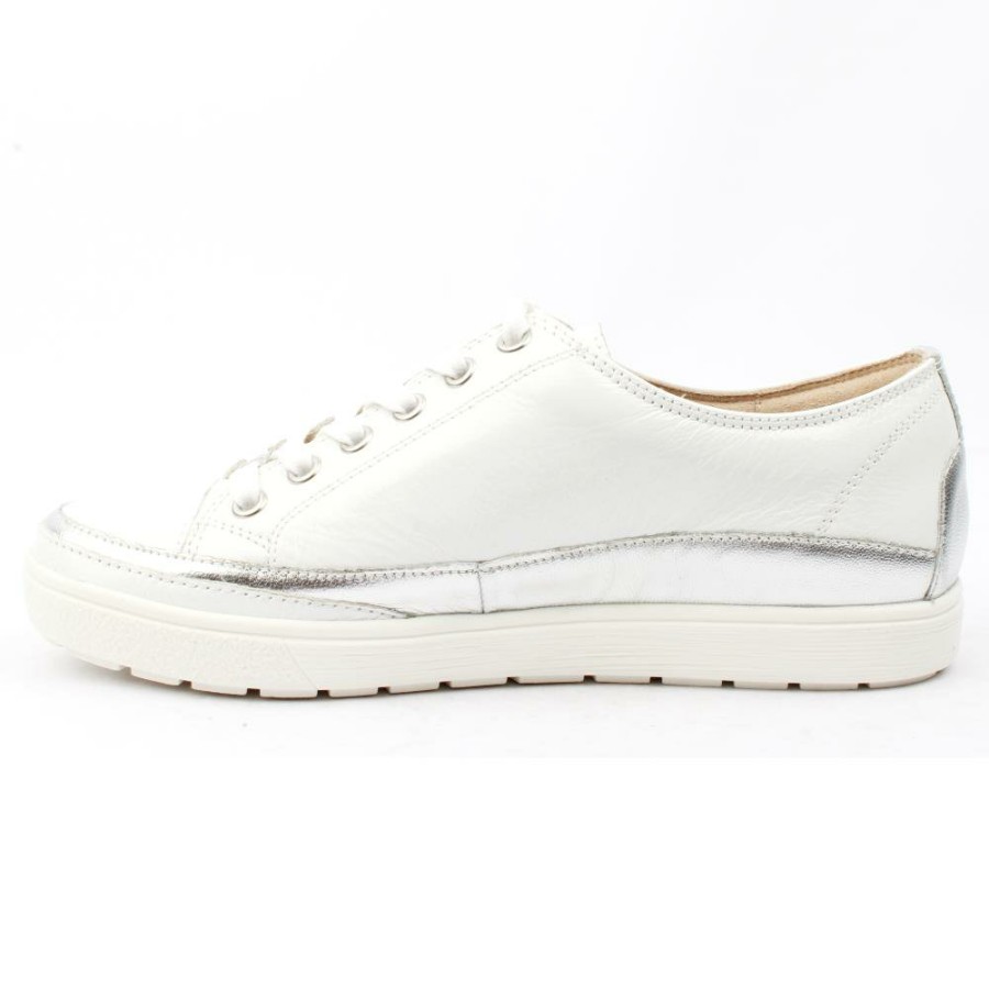 Women Caprice | 23654 Laced Shoe - White Silver