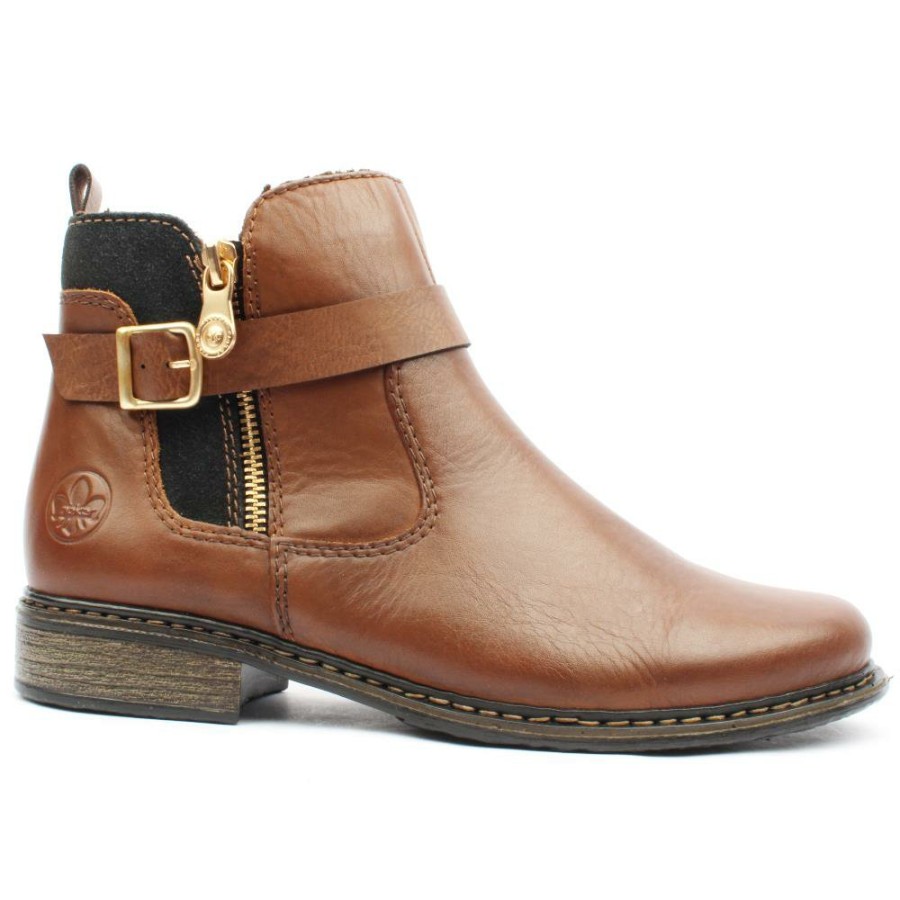 Women Rieker | Z4959 Low Heel Boot - Chestnut