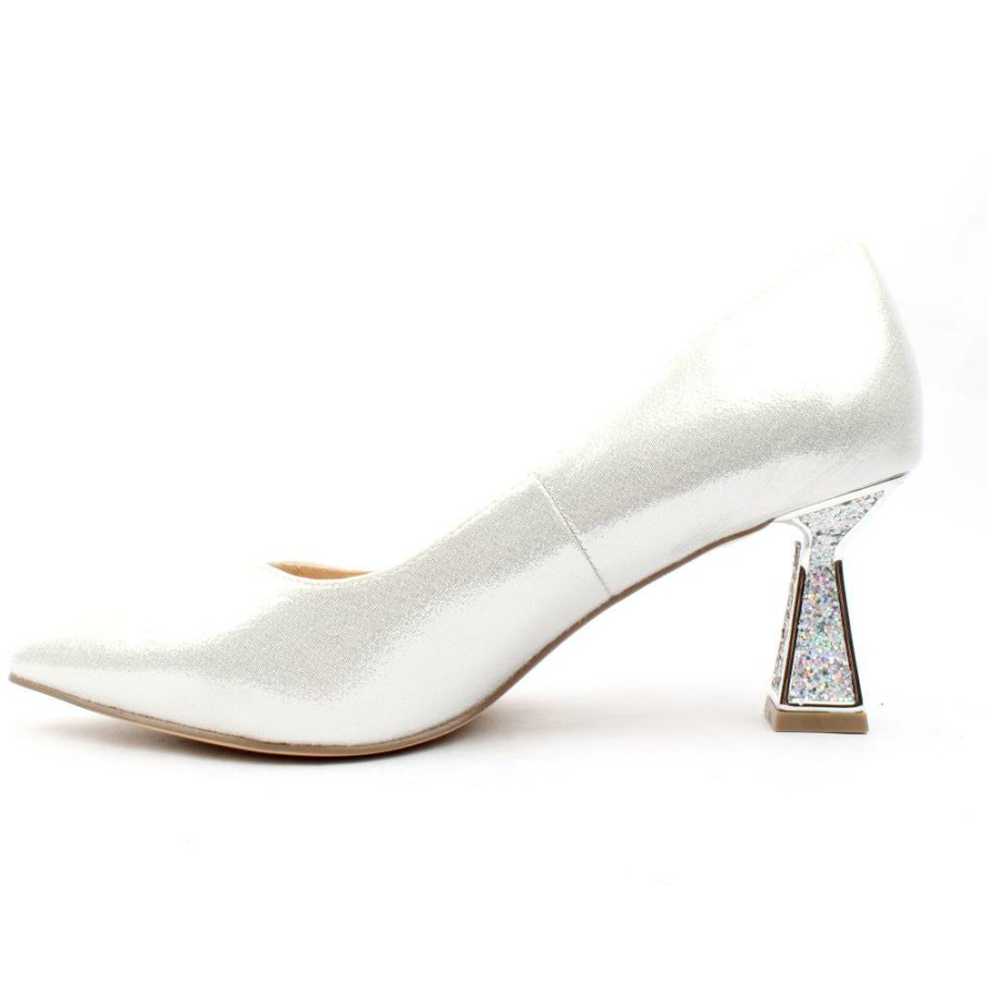 Women Menbur | 24690 Jewel Heel Shoe - Silver