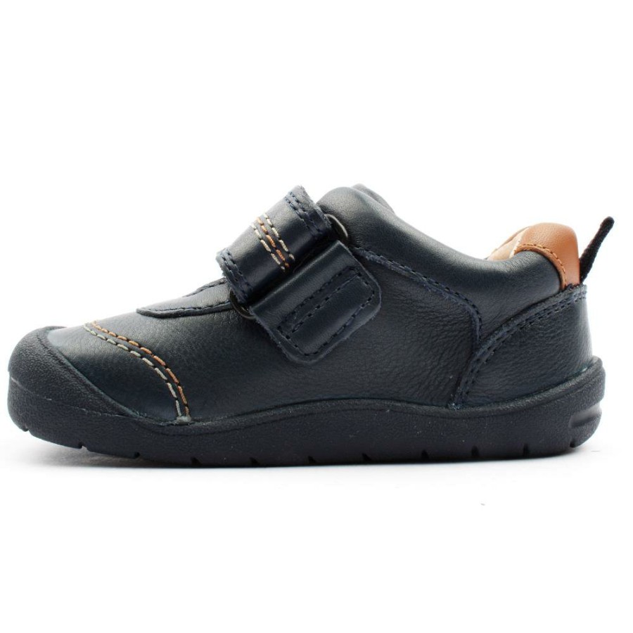 Kids Startrite | Footprint Strap Shoe - Navy Leather F