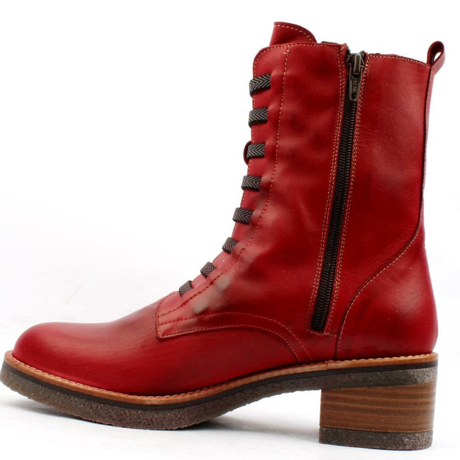 Women Valerias | 9550 Laced Boot - Red