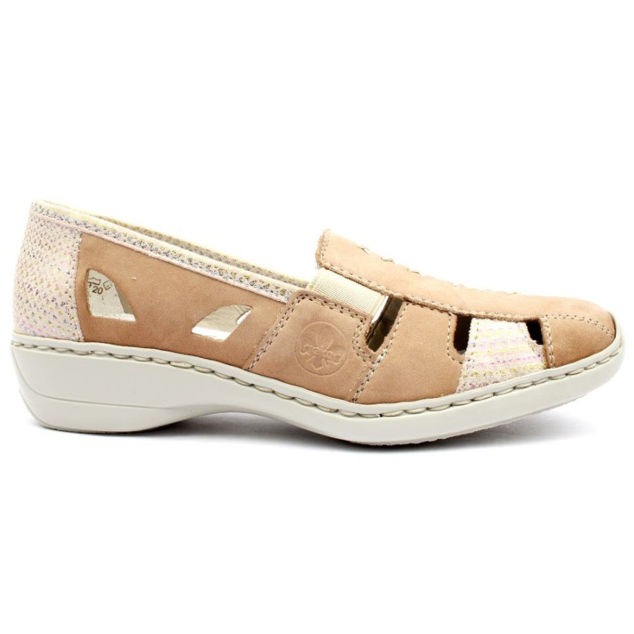 Women Rieker | 41385 Slip On Shoe - Beige