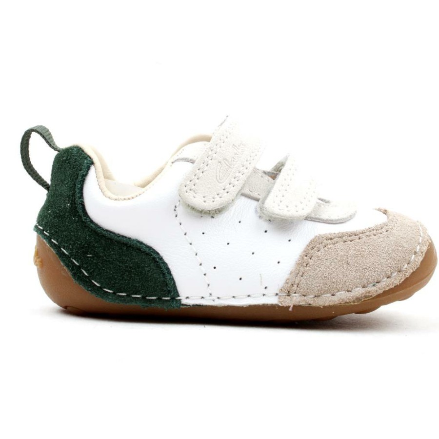 Kids Clarks | Tiny Hero T Velcro Shoe - White Multi G