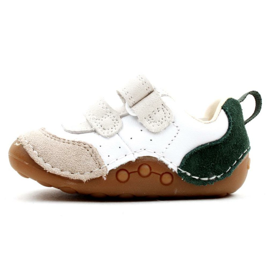 Kids Clarks | Tiny Hero T Velcro Shoe - White Multi G