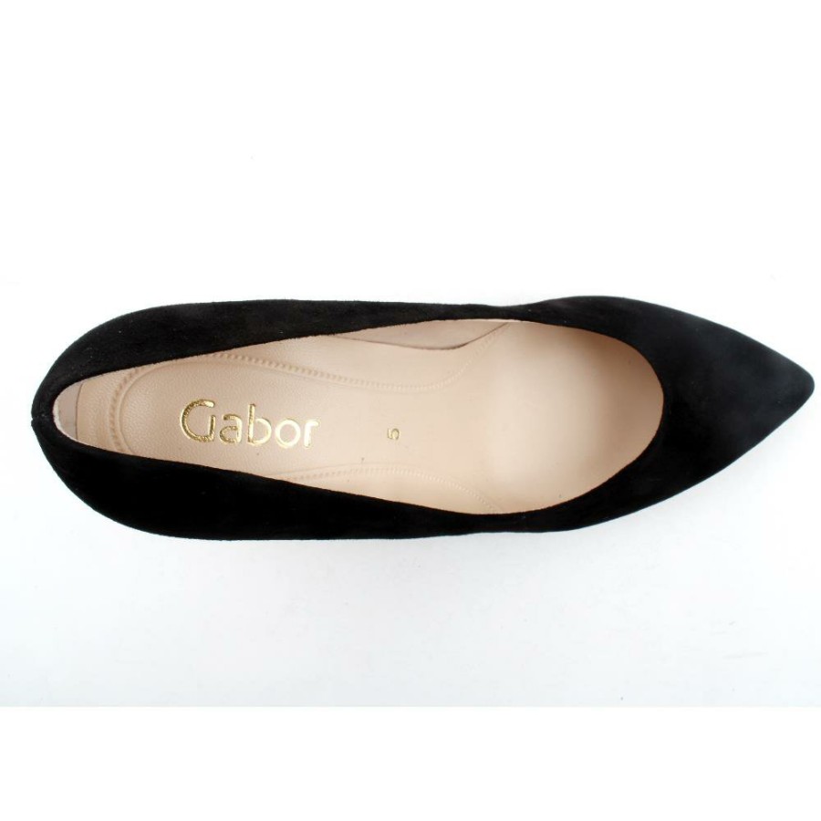 Women Gabor | Gab380 Court Shoe - Black Suede