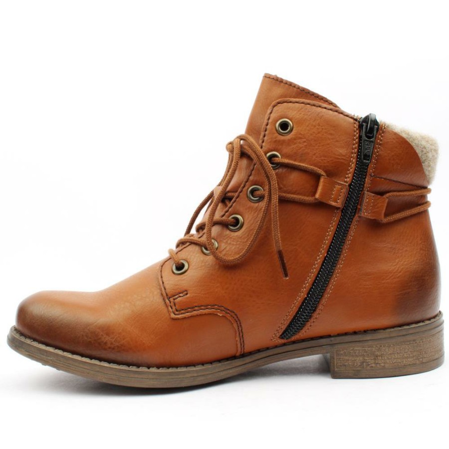 Women Rieker | 77423 Laced Ankle Boot - Tan