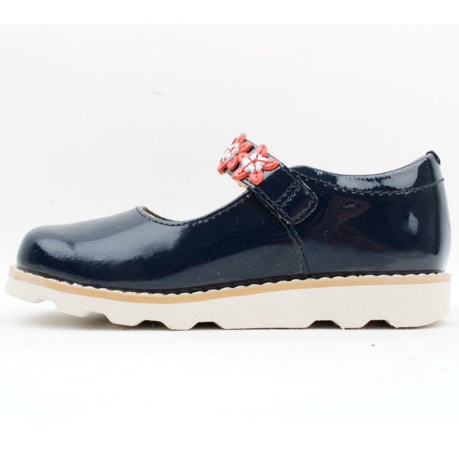 Kids Clarks | Crown Petal T Strap Shoe - Navy Patent F