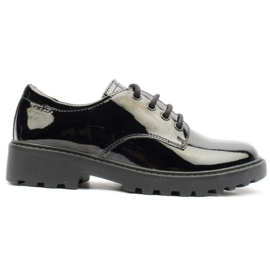 Kids Geox | J0420C Laced Junior Shoe - Black Patent