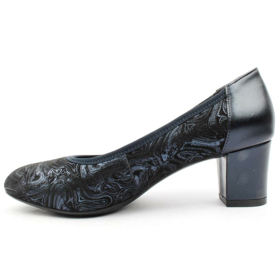 Women Softmode | Kaylee Stretch Heeled Shoe - Navy Pattern