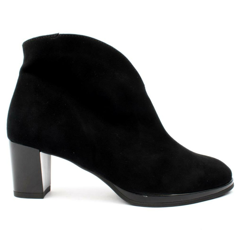 Women Ara | 23400 Ankle Heeled Boot - Black Suede