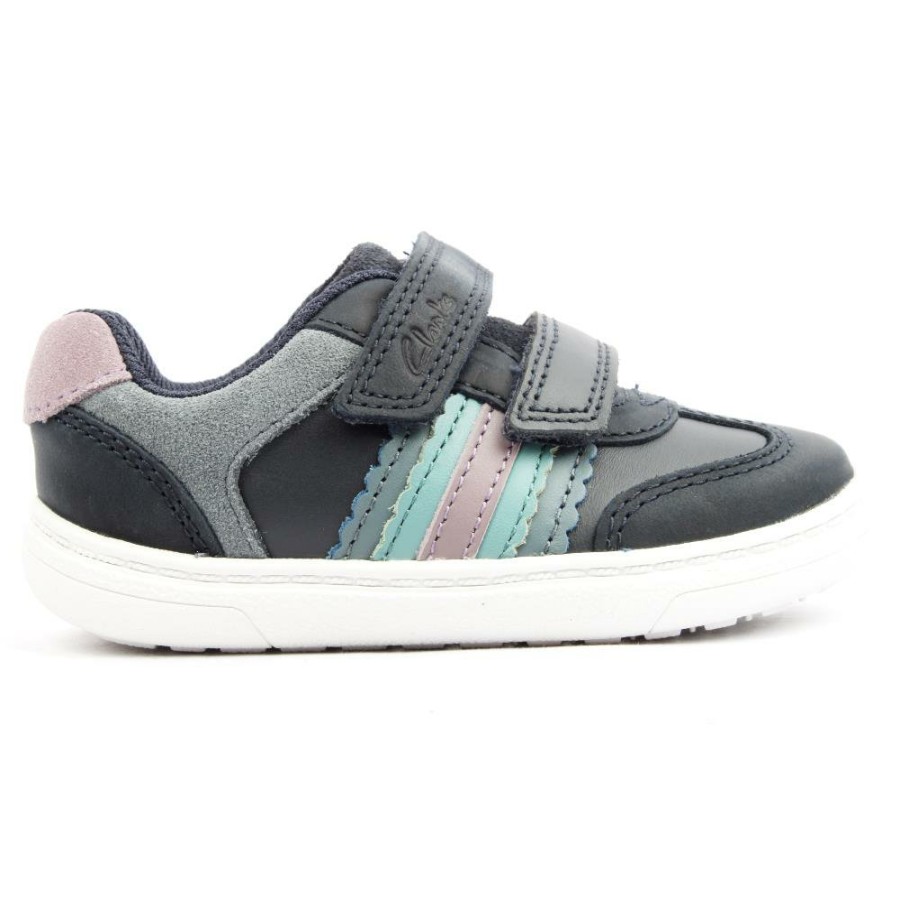 Kids Clarks | Flash Band T Junior Shoe - Navy Leather G