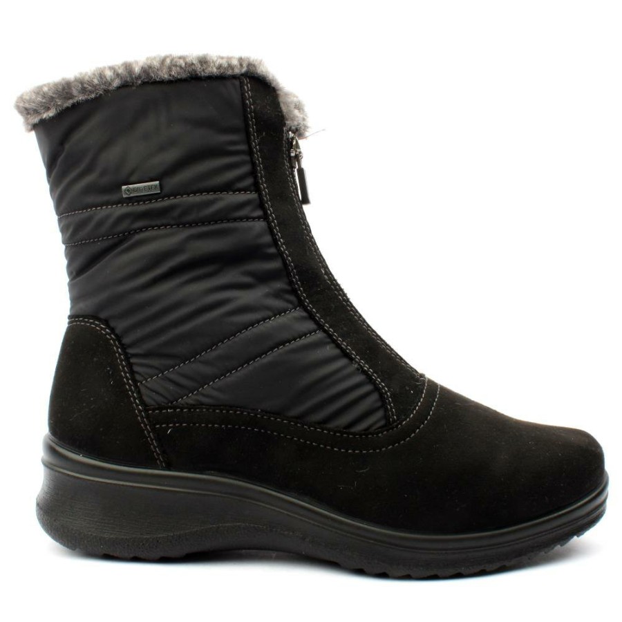 Women Ara | 48530 Gortex Fur Boot - Black/Grey