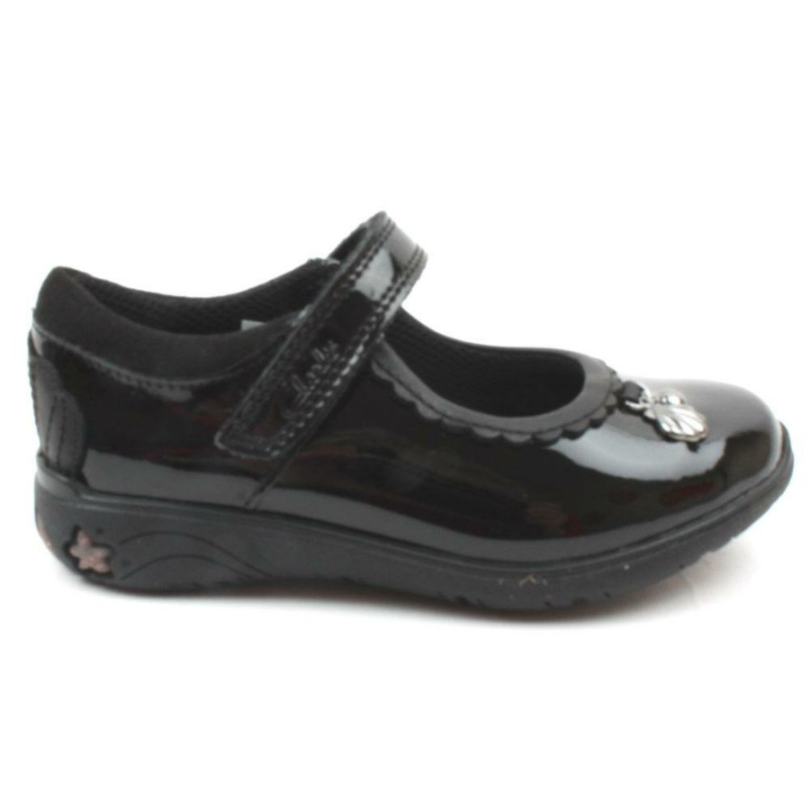 Kids Clarks | Sea Shimmer Junior Shoe - Black Patent F