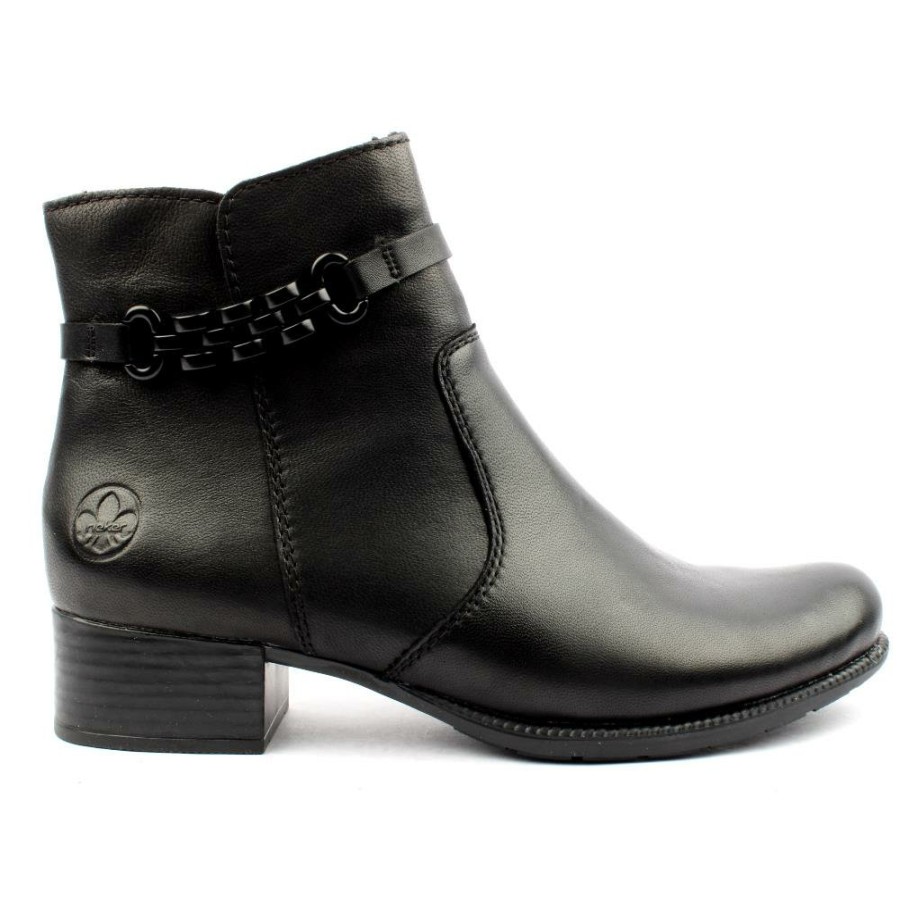 Women Rieker | 78676 Low Heel Boot - Black