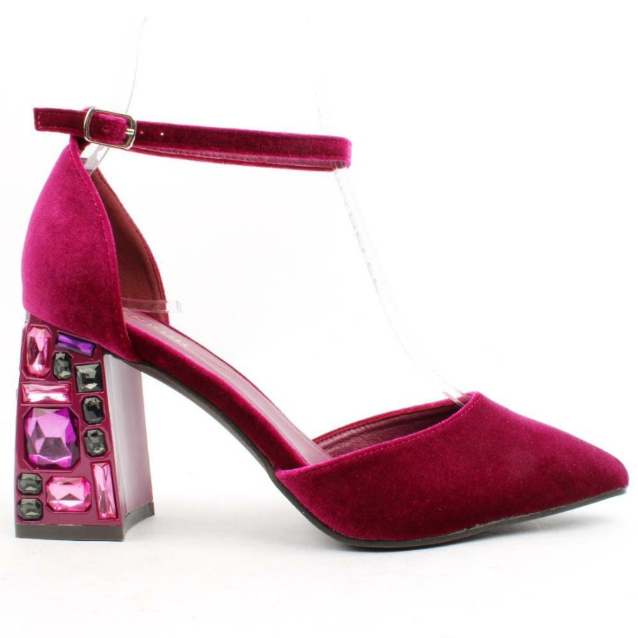 Women Menbur | 24359 Block Heel Shoe - Burgundy