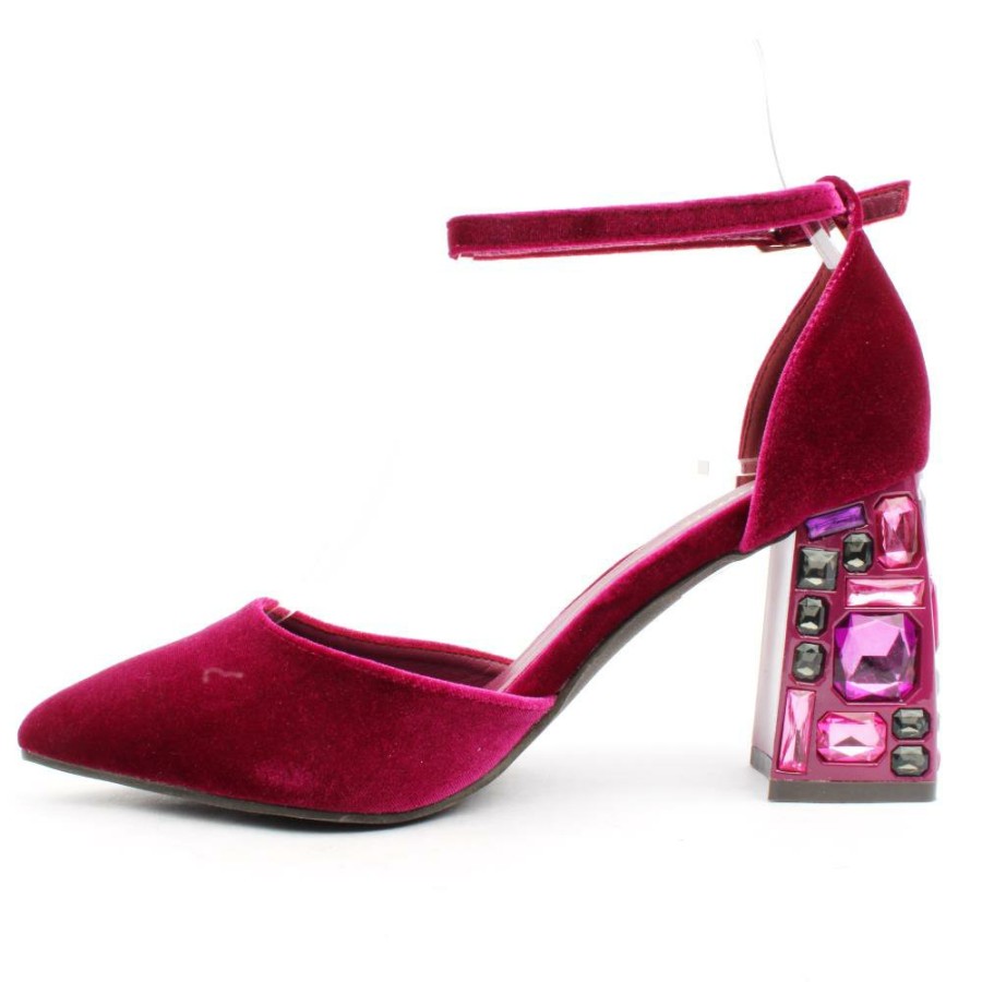 Women Menbur | 24359 Block Heel Shoe - Burgundy