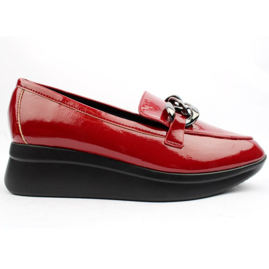 Women Lotus | Preston Wedge Slip On Shoe - Red Patent