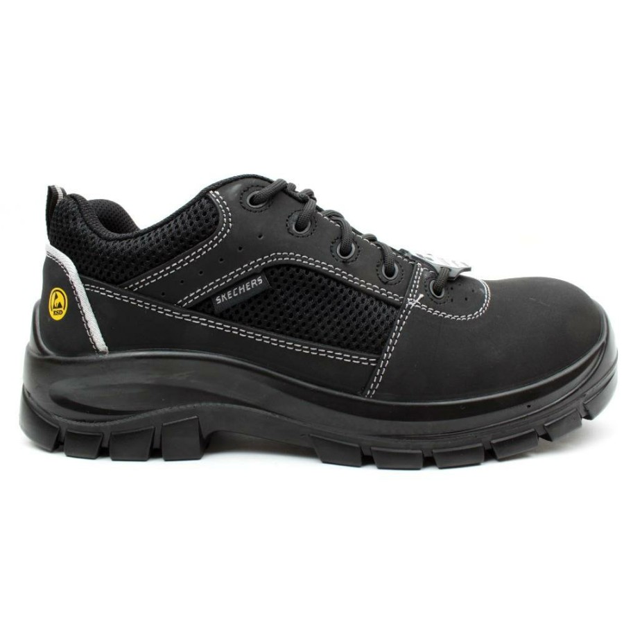 Men Skechers | Mens 200001Ec Steel Toe Shoe - Black