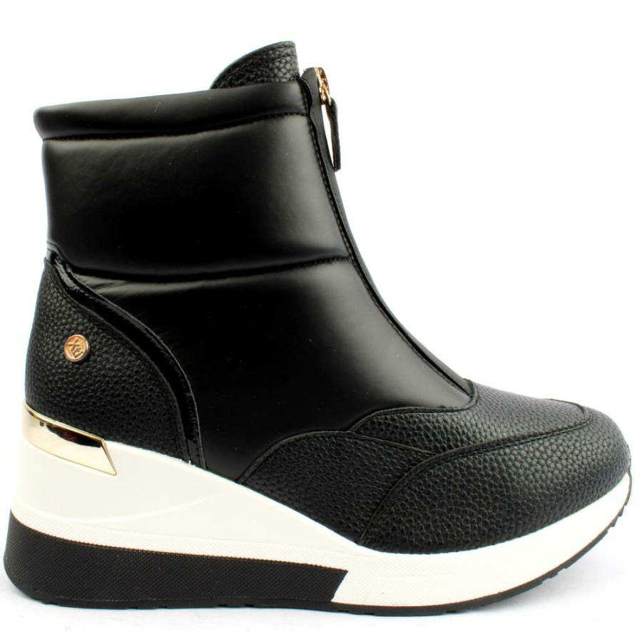 Women XTI | 141926 Wedge Zip Boot - Black