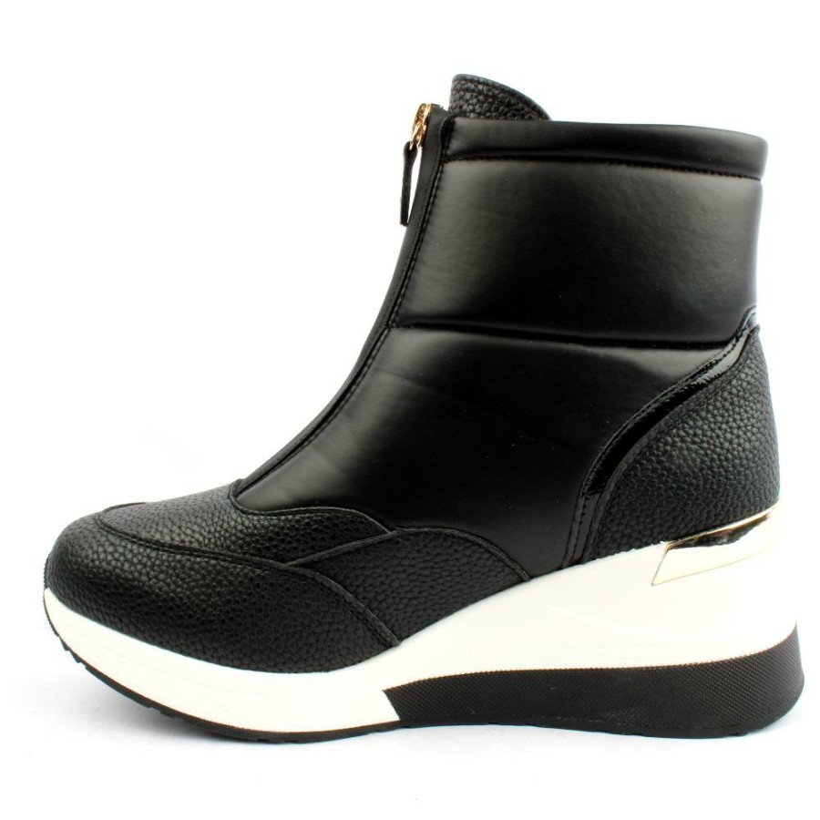 Women XTI | 141926 Wedge Zip Boot - Black