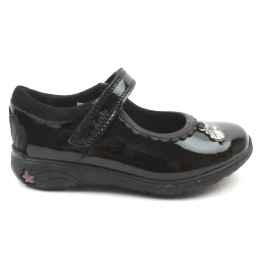 Kids Clarks | Sea Shimmer Junior Shoe - Black Patent H