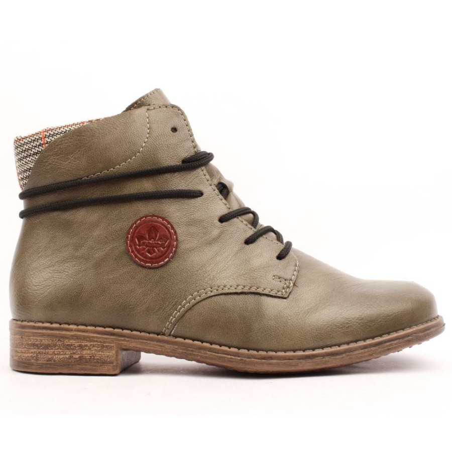 Women Rieker | 77431 Laced Ankle Boot - Olive