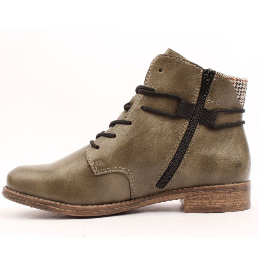 Women Rieker | 77431 Laced Ankle Boot - Olive