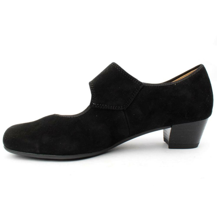 Women Ara | 63601 Strap Heeled Shoe - Black Suede