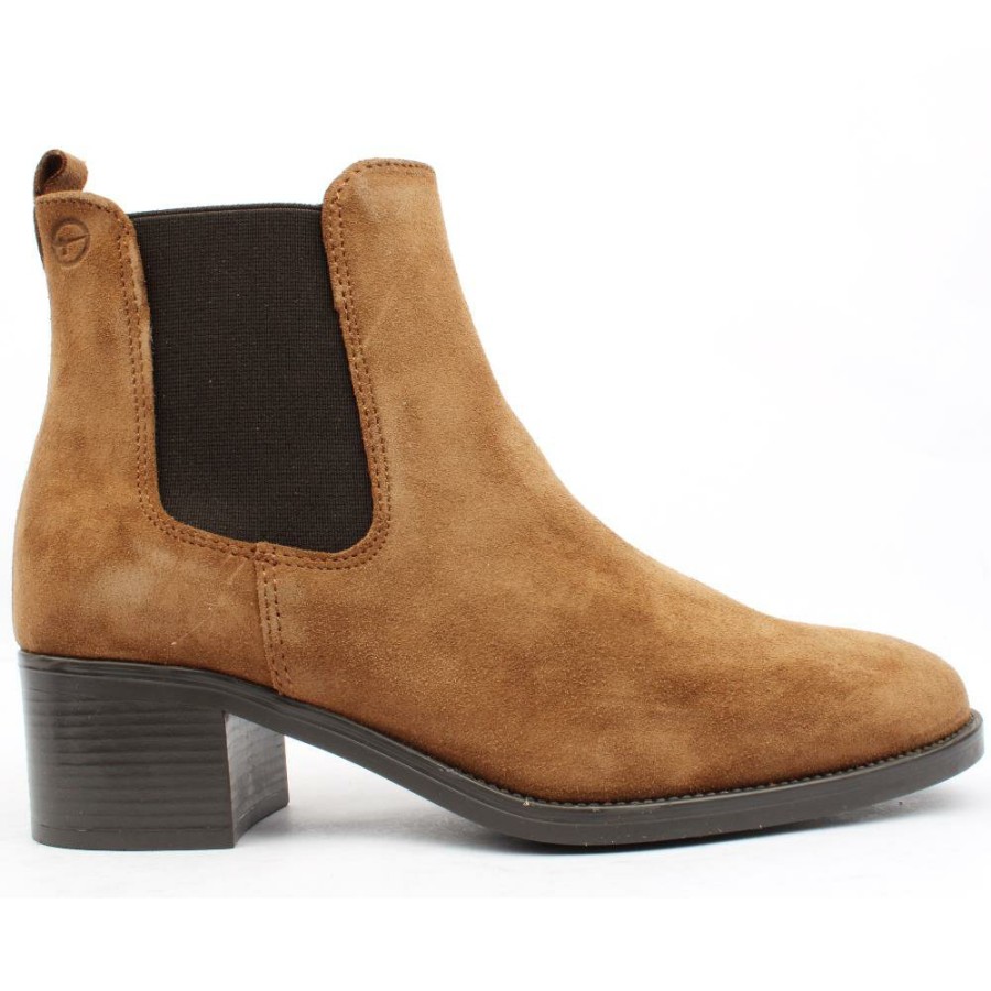 Women Tamaris | 25026 Gusset Heeled Boot - Tansuede