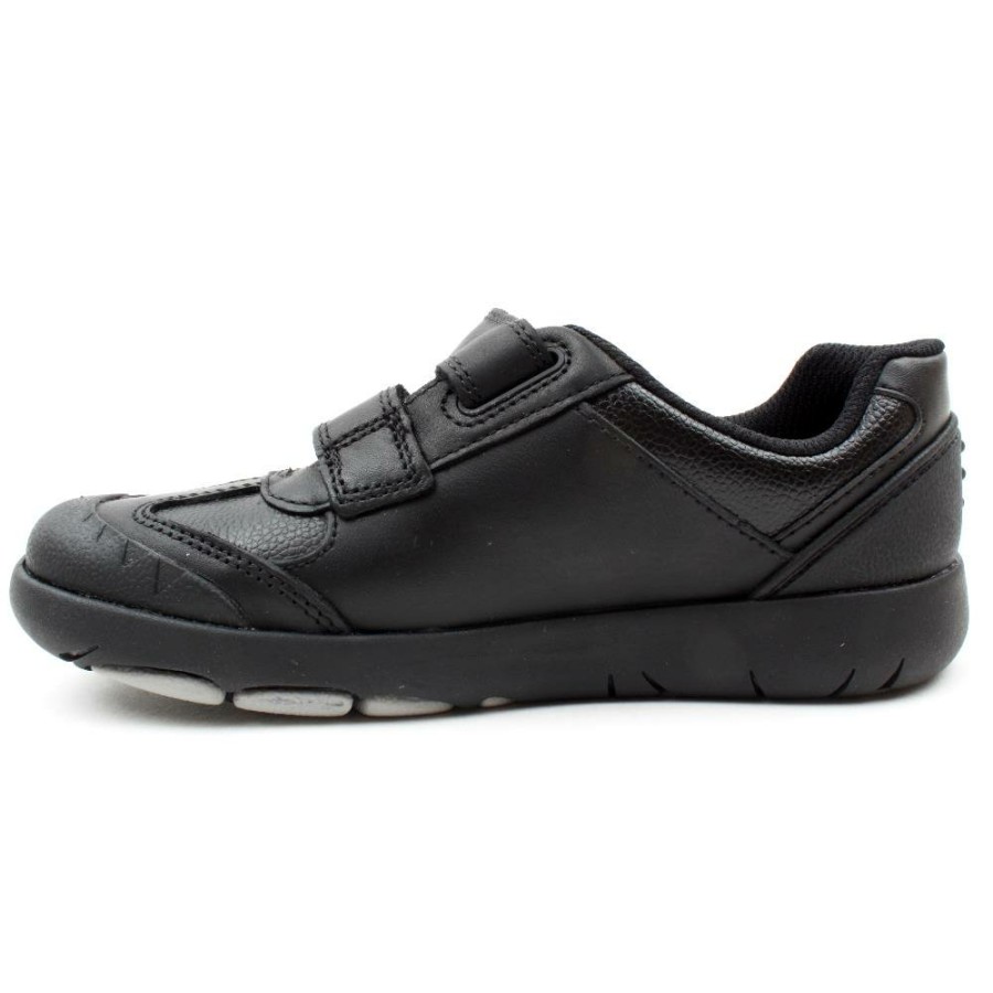 Kids Clarks | Rex Stride K Velcro Shoe - Black F