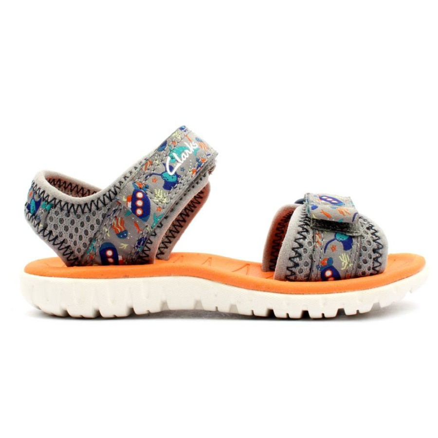 Kids Clarks | Surfing Tide K Junior Sandals - Grey G