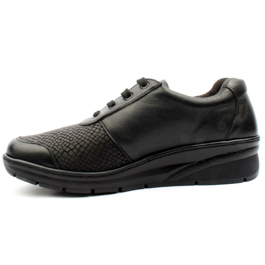 Women Softmode | Laced Shoe Femme - Black Pattern